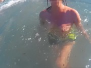 The guy picked up a naked girl on the beach, natural big tits, relax music 8/16