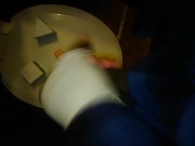 Sperm shot in a hole - handjob