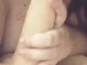 Practicing sucking large cock