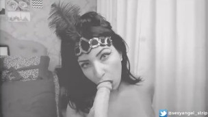 Sexy burlesque JOI Perfect Blowjob Dildo Vintage PORN Safada Burlesca