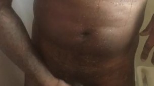 Hard in the shower stroking