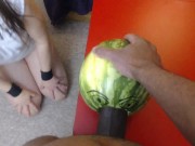 Blowjob and melon fucking. 1 guy 1 girl and a melon. 11/16