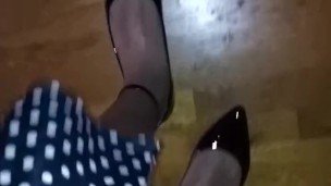 Giant Crossdresser POV walk in flats