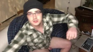 Straight Guy Jerks & Self Facials! Long Tongue, Uncut Cock CEI