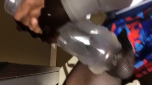 Blowjob from fleshjack mouth toy gets creamy cum out of my dick