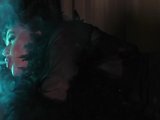 Julie Simone Glamour BBW Smoking in Lingerie on Piano