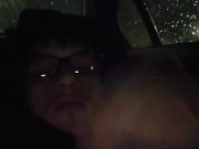 College Teen gives Uber Driver Handjob till he Busts Cum 2/16
