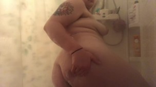 Soapy BBW Slut Rubs Clit in Shower