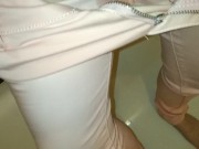 hairy pussy pissing in the pink yeans