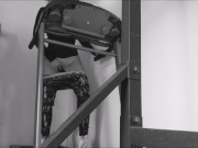 girl in the gym to lost the bet and must masturbate in public