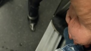  Huge Cumshots in the elevator in this Mom's Panties