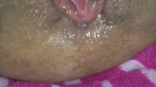 Fingering the wife's juicy pussy