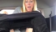 Funny dildo vehicle - Blond milf squirts in rental vehicle