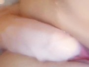 Teaser clip stuffing huge dildo