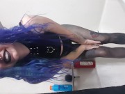 Goth girl being silly and sexy in WET PANTYHOSE 14/16