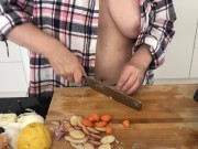 Wife MILF Tits Out Cooking