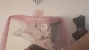 Brunette fucks vibrator