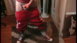 hung fleshlight fuck jerkoff cum in red adidas