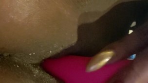 Black Pussy Playtime with Pink Vibrator