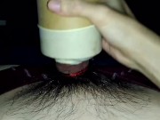 Masturbation with Homemade Latex Glove and Sponges Fleshlight