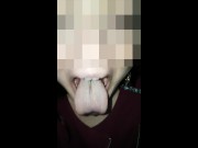 Girl huge mouth and long tongue spit 10/16