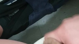 Chubby cums at work