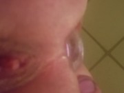 Tiny wet puasy and buttplug