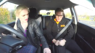 Fake Driving School Busty curvy learners horny blowjob and fucks to orgasm