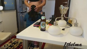 Extreme tight pussy fucked hard and cum inside by a fat handyman.Amateure