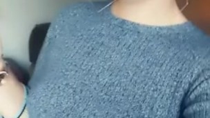 Cute girl flashing tits