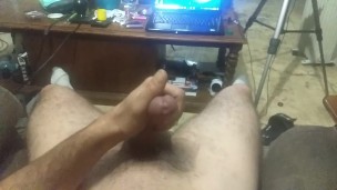 Stroking my dick till big cumshot