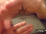 Footjob cum in shoes and cum on feet big load 12/16