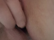 Quietly playing with vibrator multiple orgasm close up wet pussy