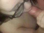 Big titty brunette gives sloppy blowjob to big cock 8/16