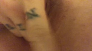 Brooklyn Madison plays with herself with long French tip nails!