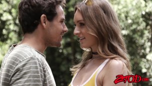 Teen vixen Daisy Stone chokes on stepbro cock before anal