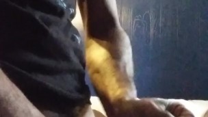 Jerking with a condom on