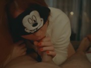 Mickey Mouse Cosplay Blindfold Sensual Blowjob Massive Cumshot Redhead POV 13/16