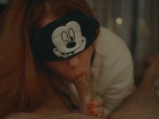 Mickey Mouse Cosplay Blindfold Sensual Blowjob Massive Cumshot Redhead POV 9/16