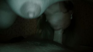Hot night blowjob 69 and nice natural tits close up - Homemade 69 POV