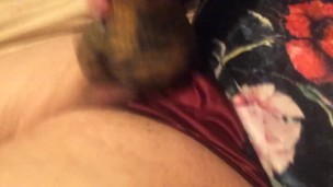Sissy playing with bad dragon toy with cumshot