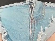 first time denim shorts horny masturbation close up 1/16