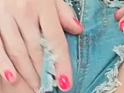 first time denim shorts horny masturbation close up 11/16