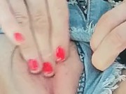 first time denim shorts horny masturbation close up 13/16