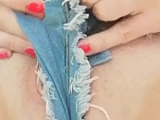 first time denim shorts horny masturbation close up 6/16