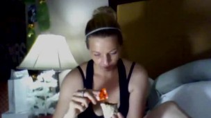 Stuffing my face with a burrito before my candy cane fuck