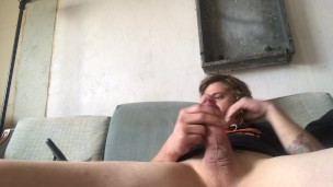 Sexy stud whips out his thick cock to play