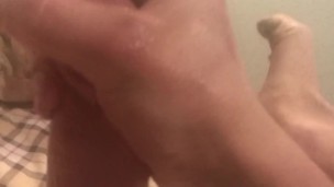 Big cum shot after and hour of edging for thick hard lubed cock