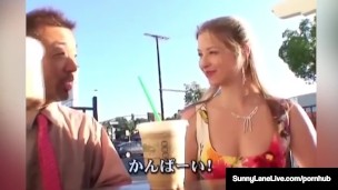 Blonde Pornstar Sunny Lane Picks Up & Fucks Asian Cock!