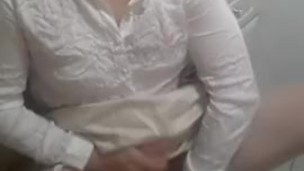Patty Crossdresser all in white wanking